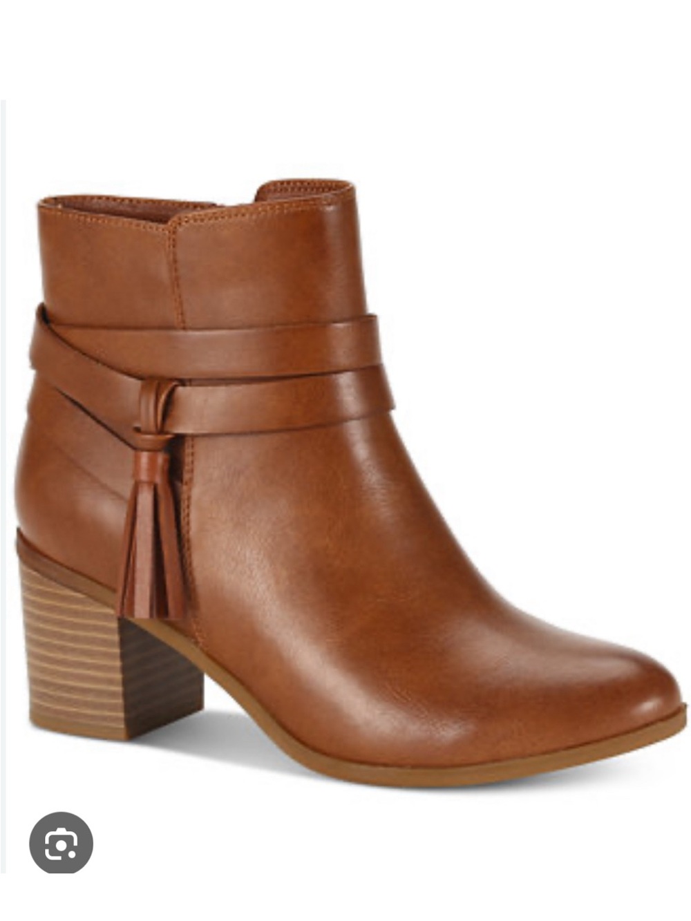 Style & Co. Tan Tassel Strap Block Heel Ankle Boots